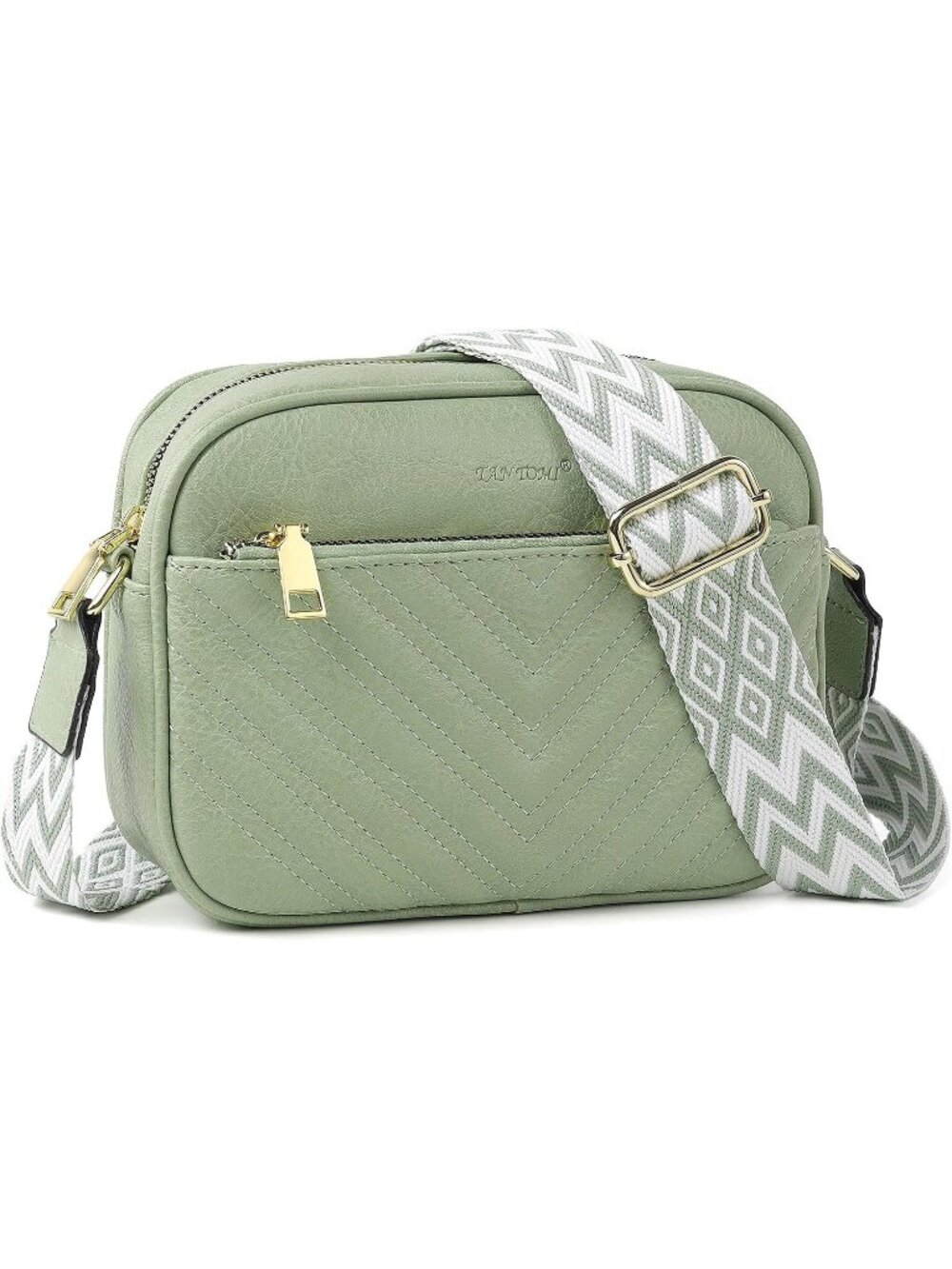 TANTOMI Women Light Green Leather Purse Crossbody Zipper Pocket Shoulder Handbag